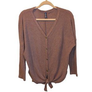 ❤️Iwollence Waffle Knit Long Sleeve Top Size Small Mauve